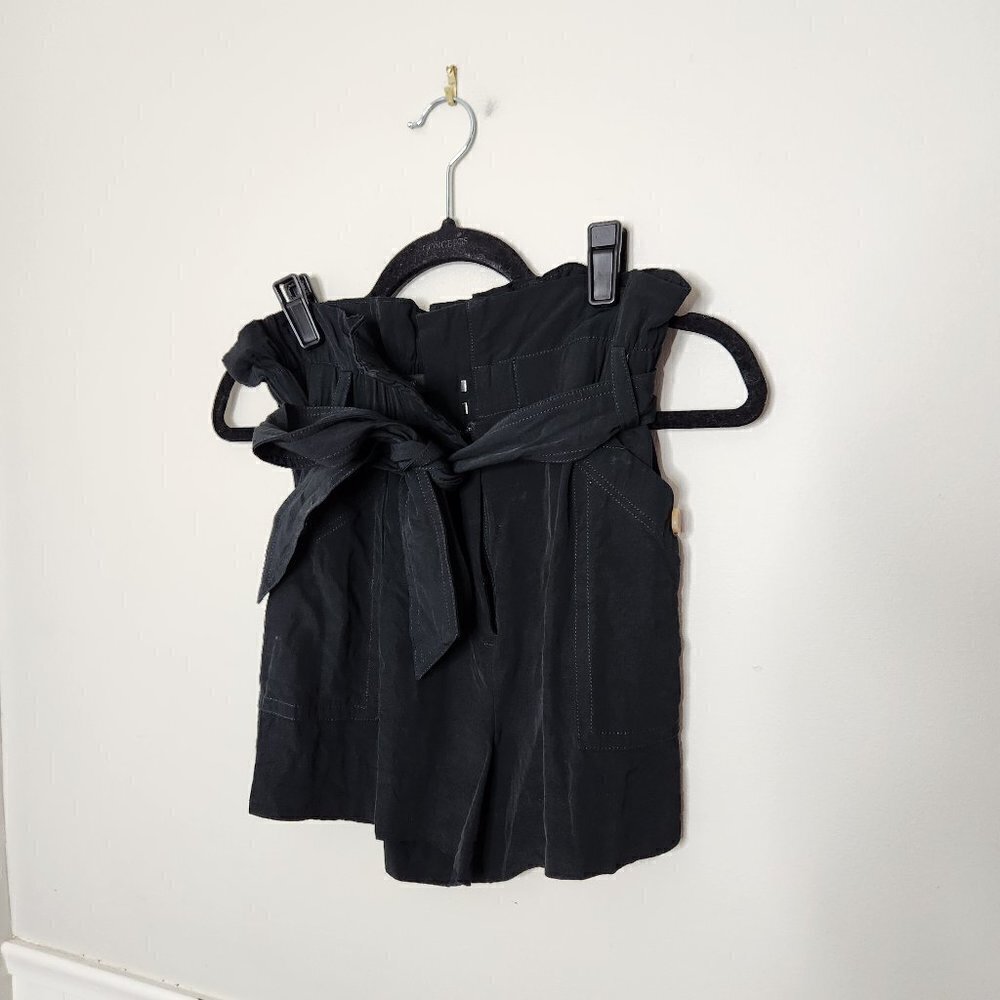 J. CREW Black Drapey Paper-Bag Short Black